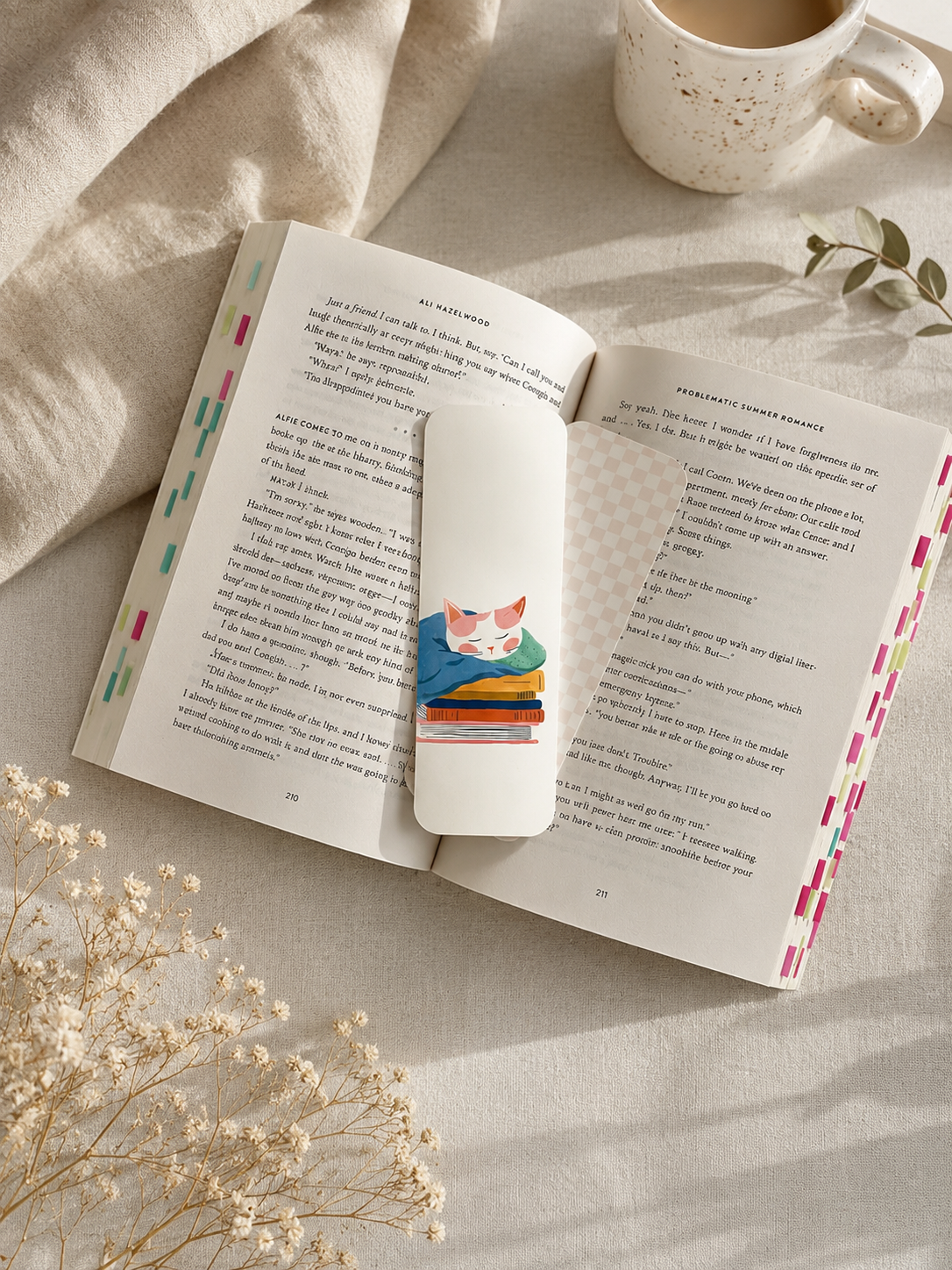 PREORDER | Sleeping Cat on Books 2x6 Double Sided Bookmark