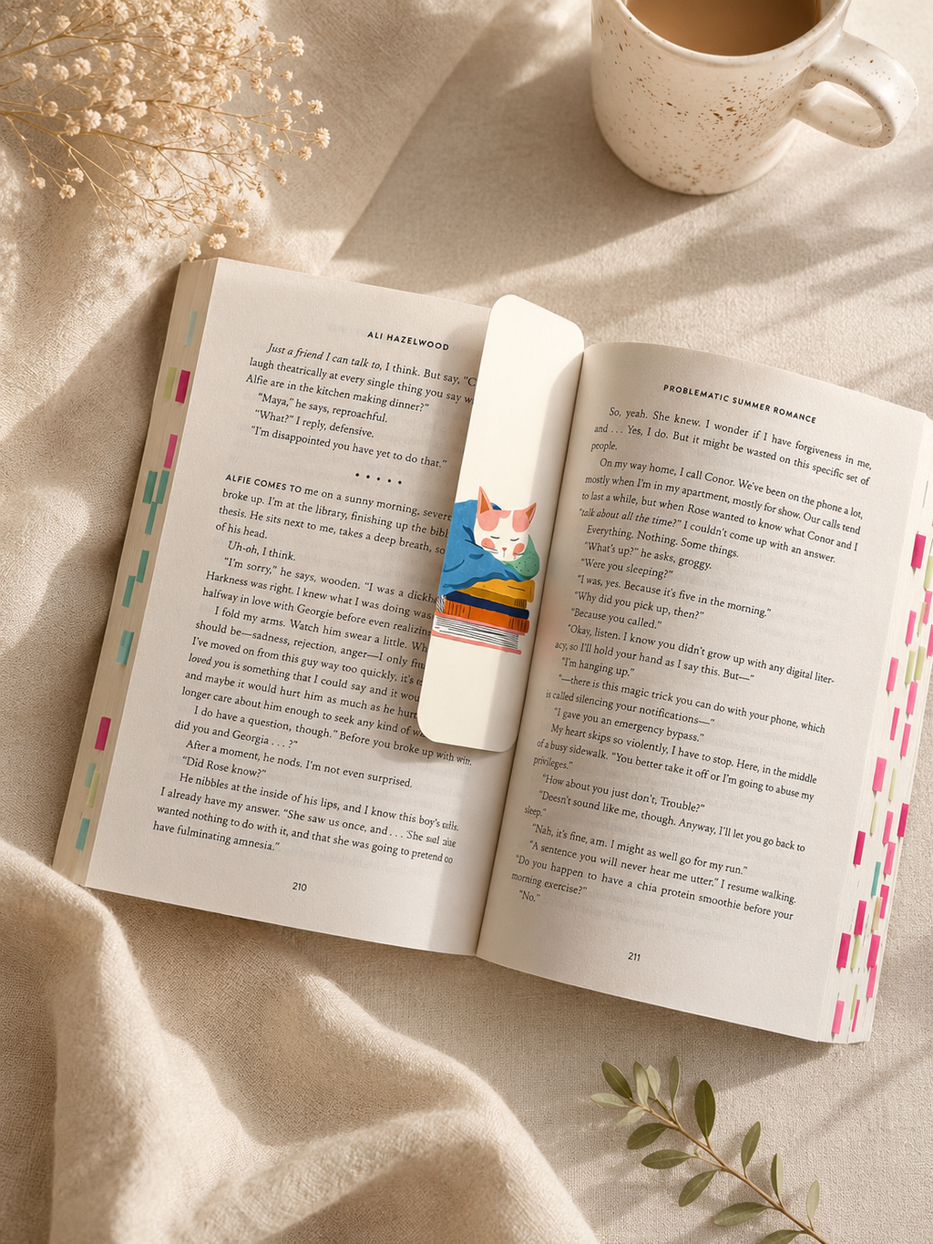 PREORDER | Sleeping Cat on Books 2x6 Double Sided Bookmark