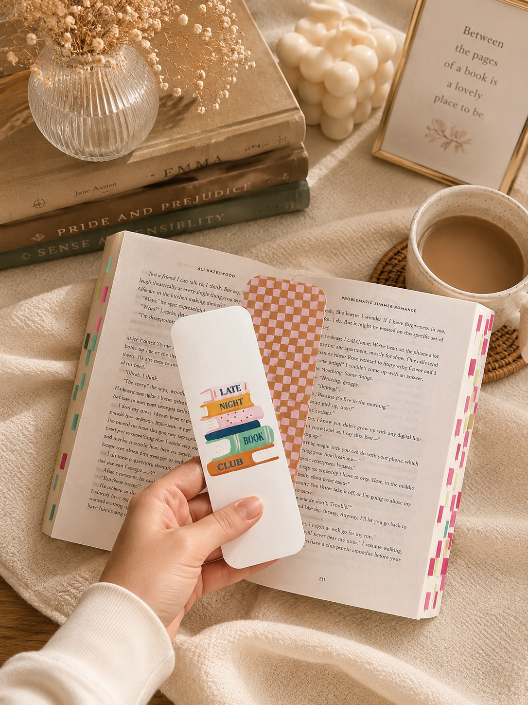 PREORDER | Checkerboard Book Stack 2x6 Double Sided Bookmark