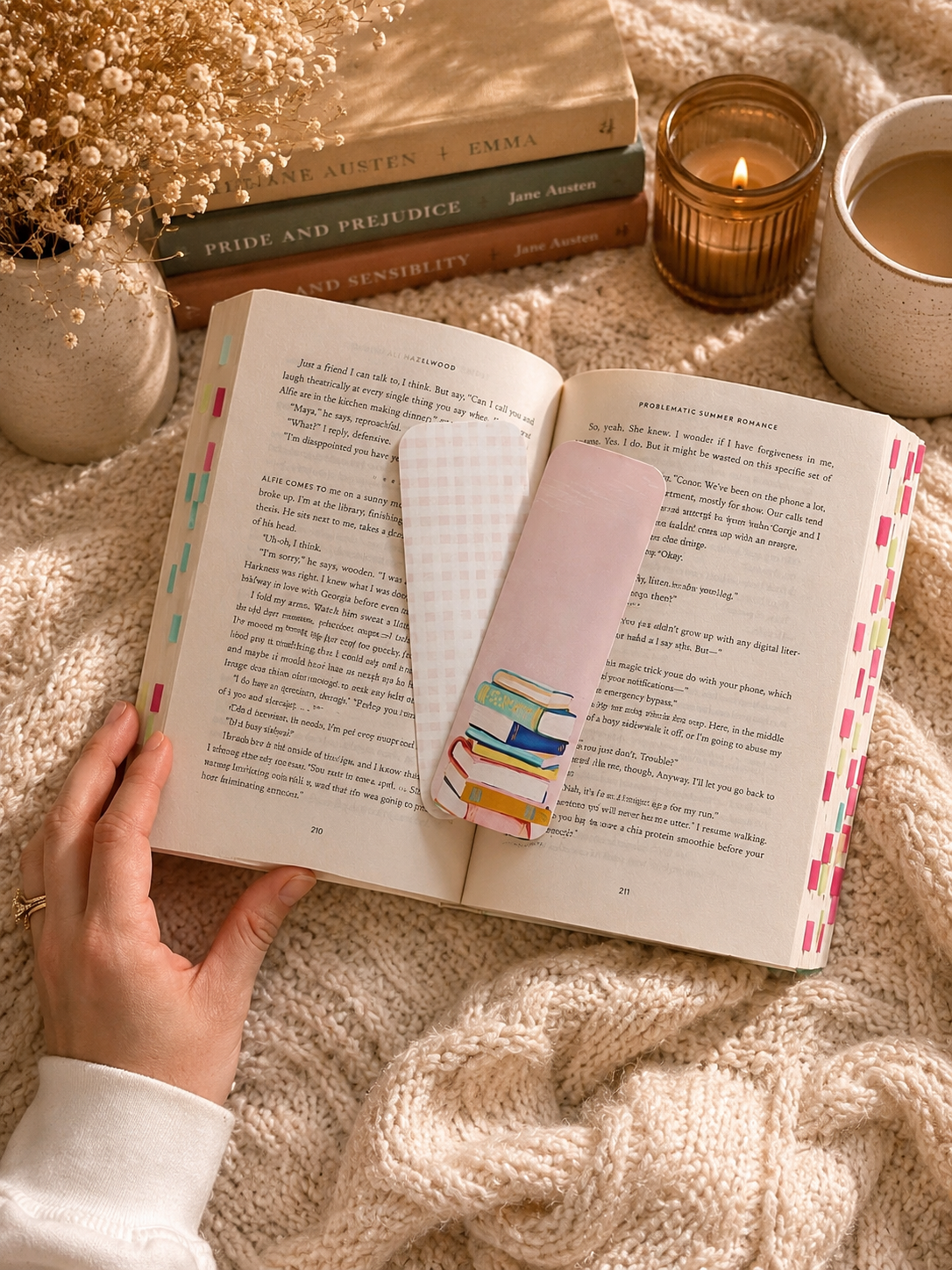 PREORDER | Pink Book Stack 2x6 Double Sided Bookmark