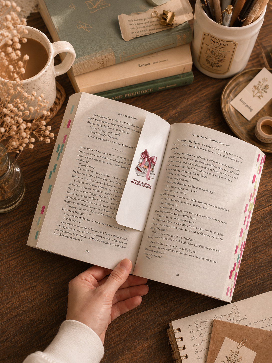 PREORDER | Work to Support Book Addiction Stack 2x6 Double Sided Bookmark