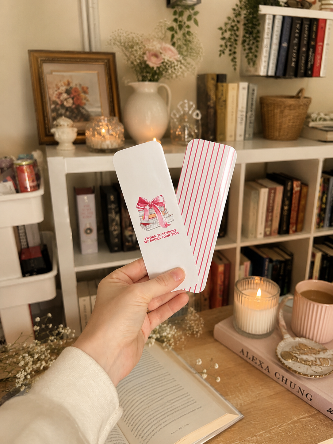 PREORDER | Work to Support Book Addiction Stack 2x6 Double Sided Bookmark